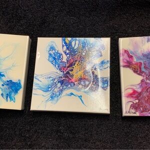 “Svetlana Peisch”. Abstract Fluid Art Canvas Trio